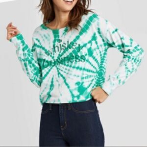 Grayson Threads whiskey business cropped tie dye long sleeve shirt